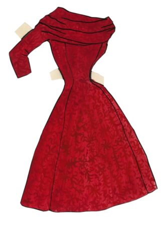 bozzetti di moda bambole di carta vestito rosso