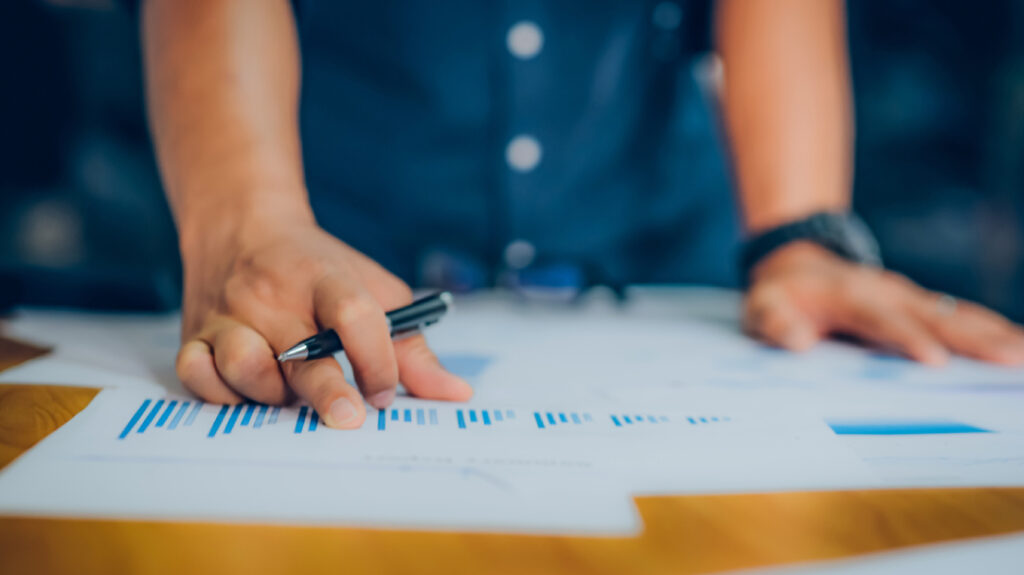 Close up of a production manager working.