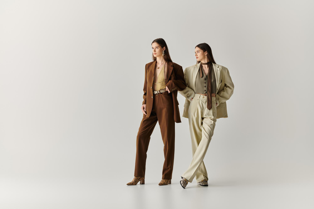 Fashion collection: Two looks that are part of a fashion collection.