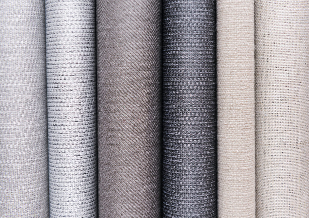 Textile fibers: various fabric samples focusing on their different textures