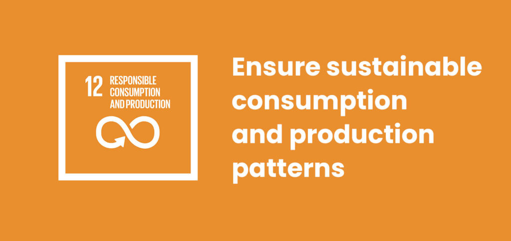 Image shows de Goal 12 logo, that represents 12  sustainable consumption and production patterns determined by UN