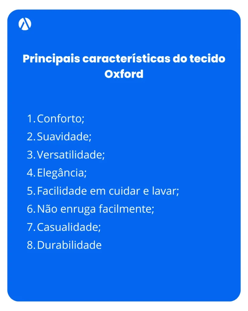 Lista de características do tecido oxford