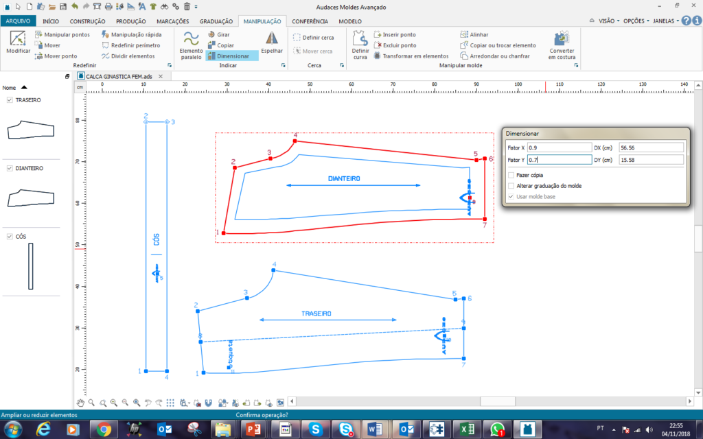 Audaces software’s interface print screen shows how to create digital patterns . 