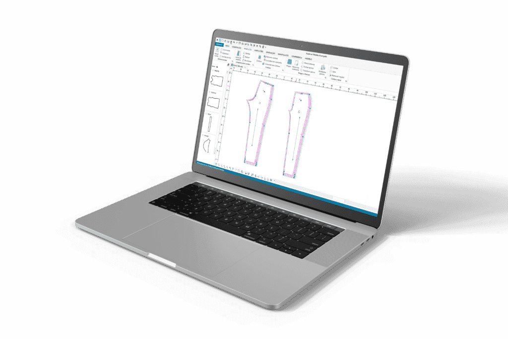 Digital patterns: A notebook screen displaying a demo of an Audaces digital tool.