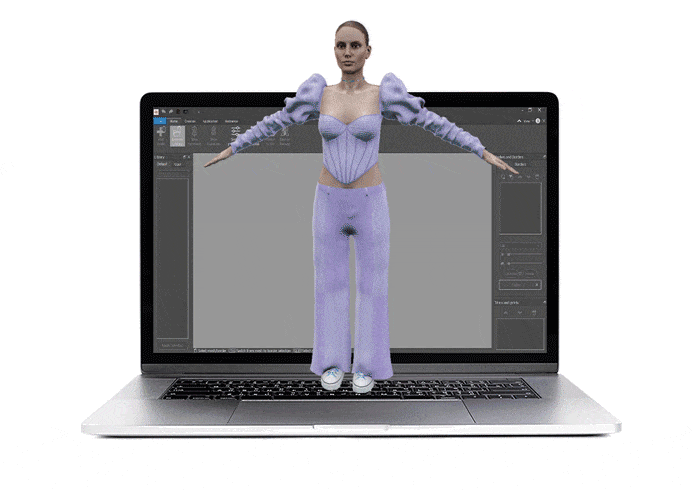 Futuristic fashion: Computer screen shows a 3D outfit crafted in Audaces Fashion Studio software. 