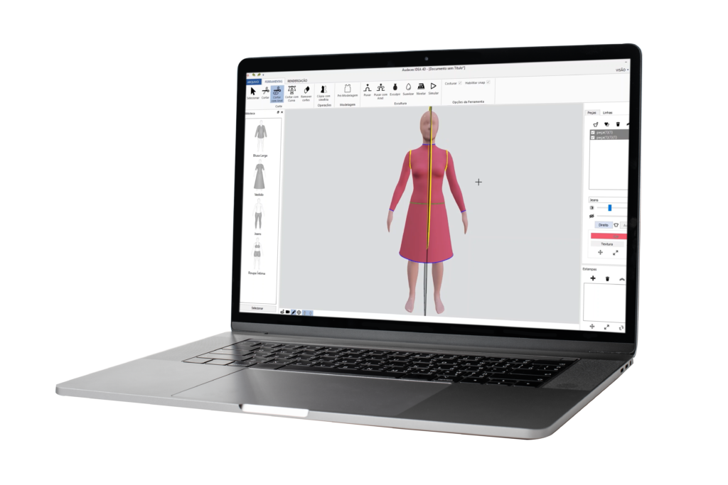 Audaces Fashion Studio software demonstrated in a computer screen.