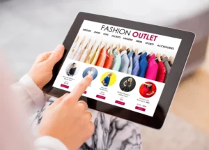 How to start an online fashion store: fashion outlet website on tablet.