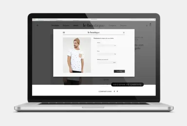 Men fashion online: Image of the Shape-U software interface.