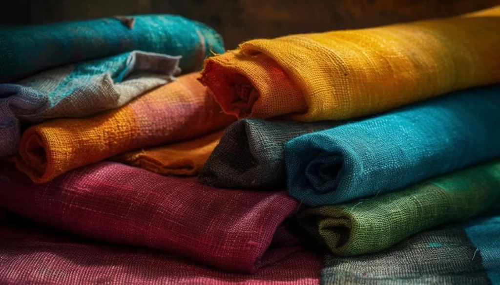Tipos de tecido coloridos e em rolos 