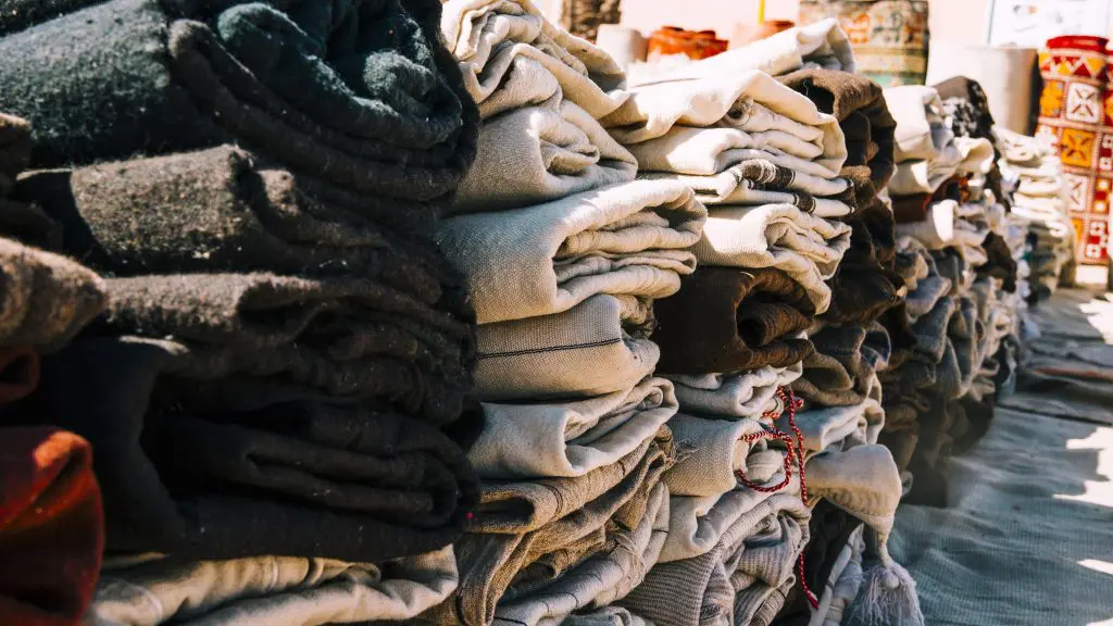 Textile recycling: Some plies of recycled fabrics. 