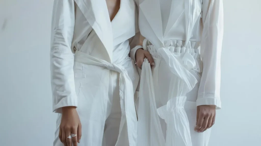 Roupas em branco off-white, a cor do ano