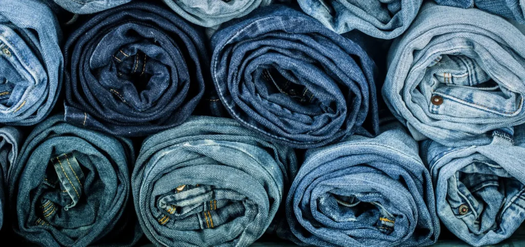 Rolled-up denim jeans