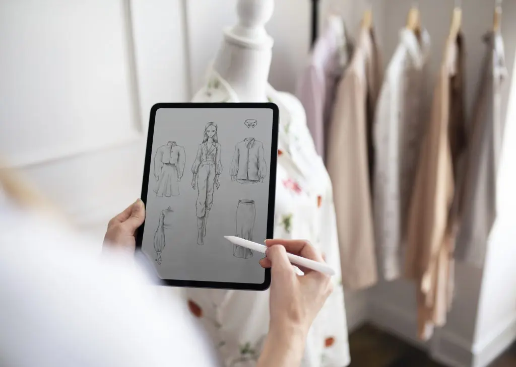 Fashion sketch: garments created on a tablet 