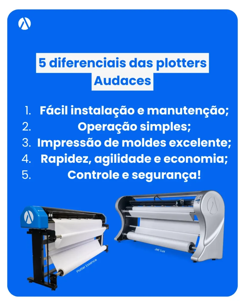 Lista com os 5 diferenciais das plotters Audaces