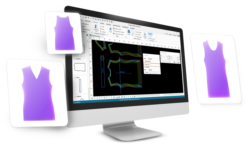 Audaces software for clothing pattern design.