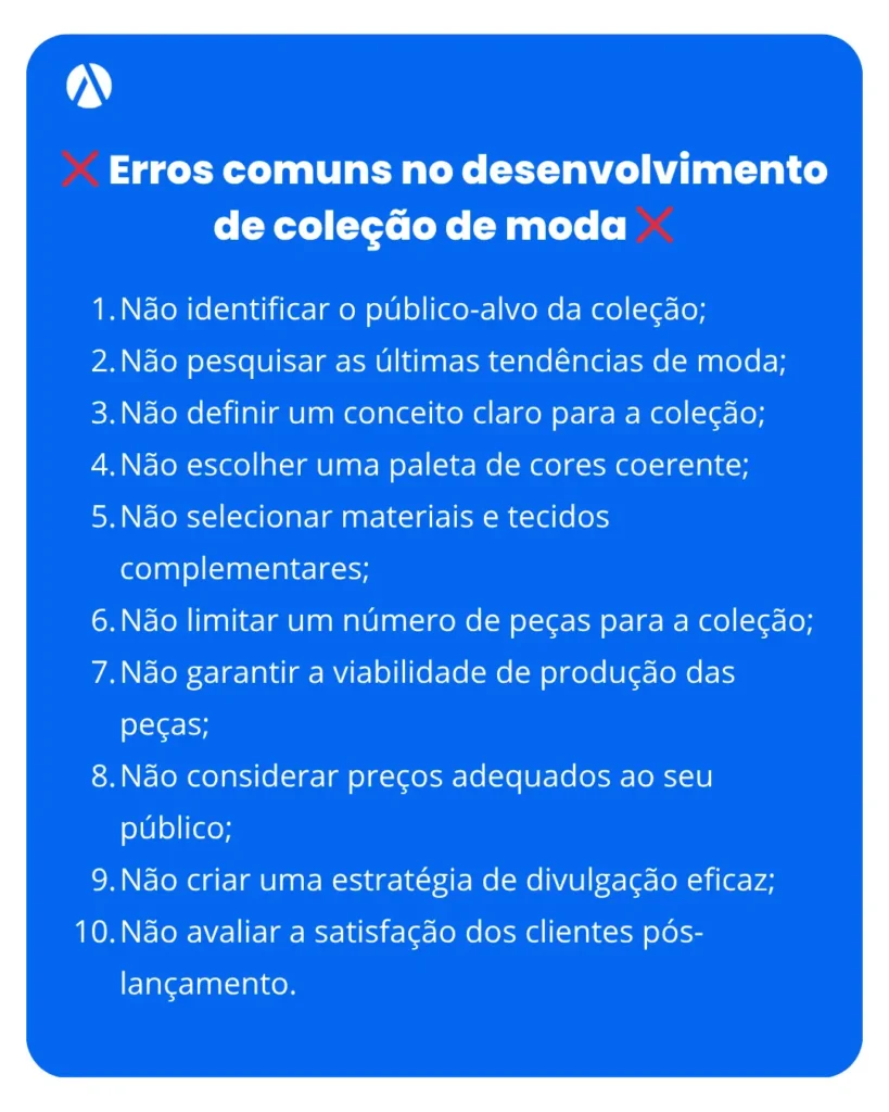 Lista de erros comuns no desenvolvimento de coleção de moda