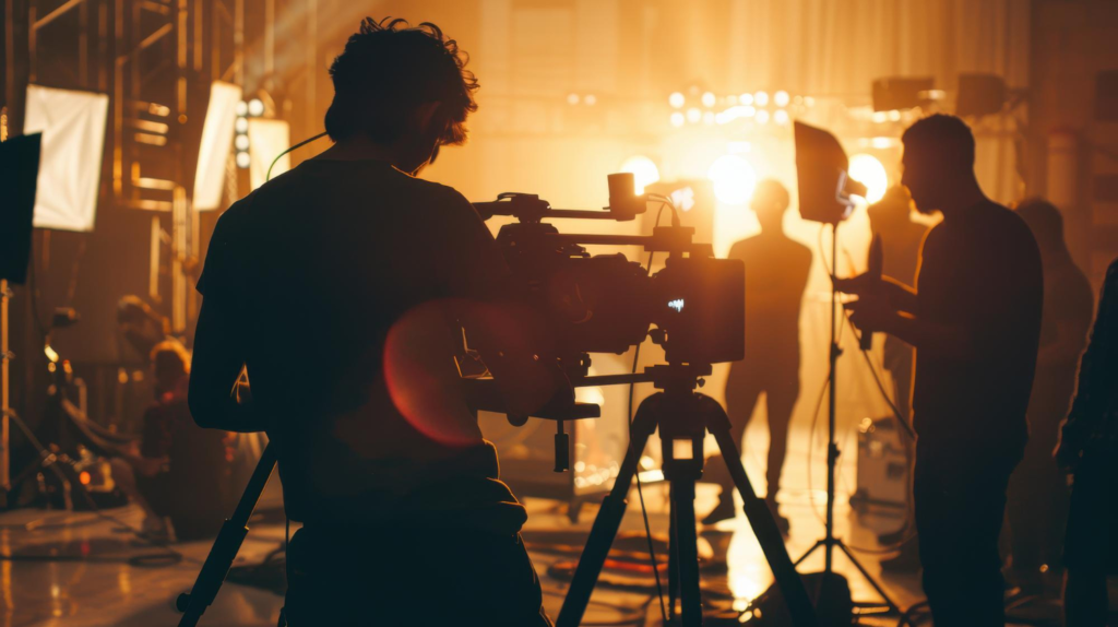 Cameraman gravando uma cena de filme.