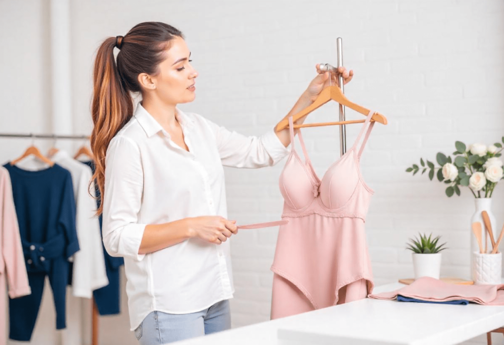 Diseñadora de lencería en una fábrica de ropa interior