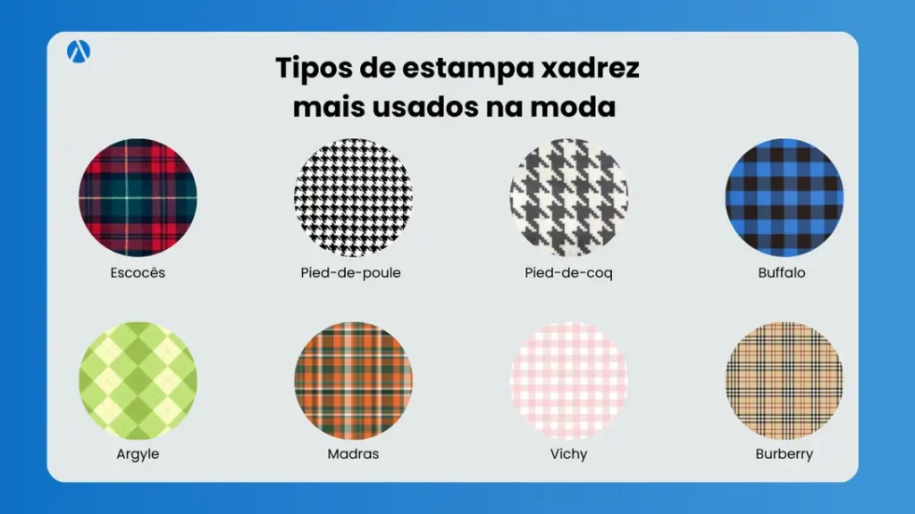 Banner mostrando os principais tipos de estampa xadrez na moda