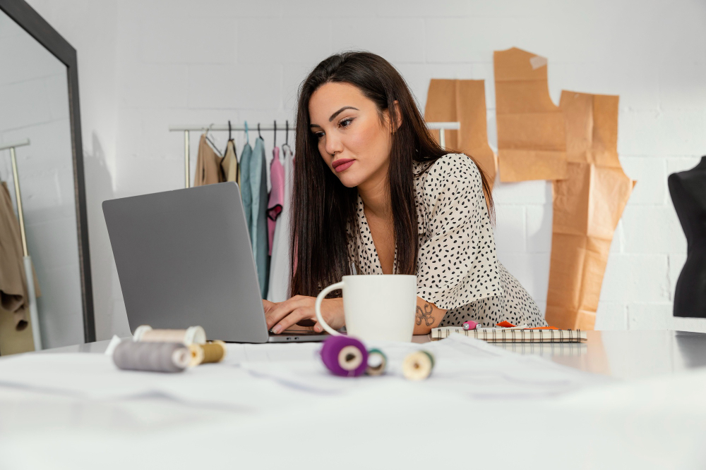 Industrial CAD: a fashion professional developing patterns with technology.