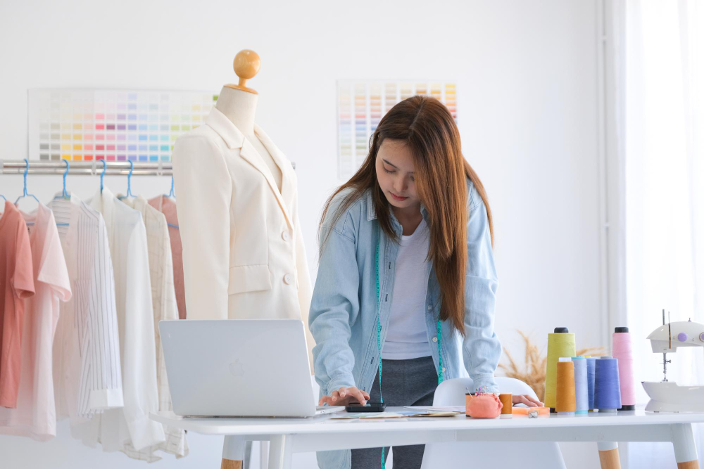 Industrial CAD: a pattern maker at work in her atelier.