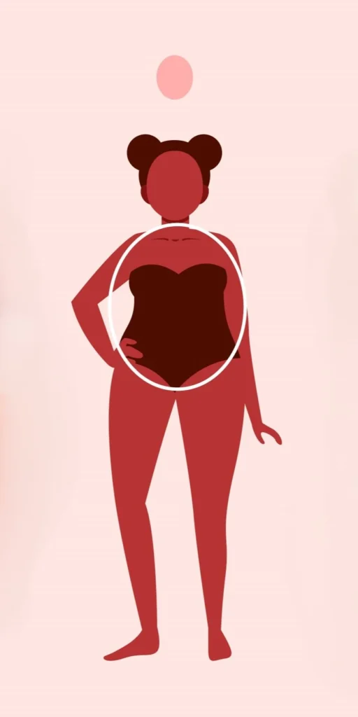 Female silhouette: the oval is considered one of the universal body shapes.