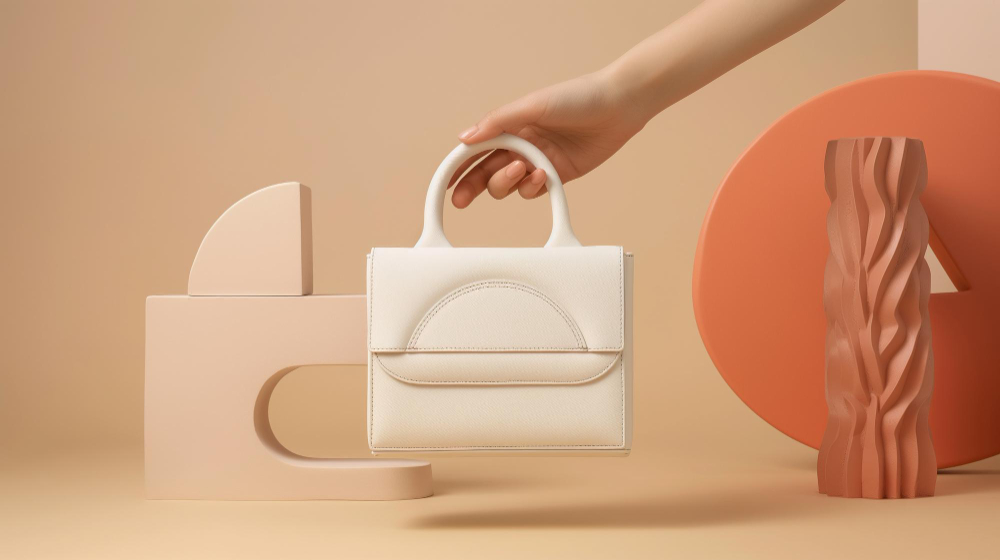 How to make a bag: a woman's hand holding a modern white bag.
