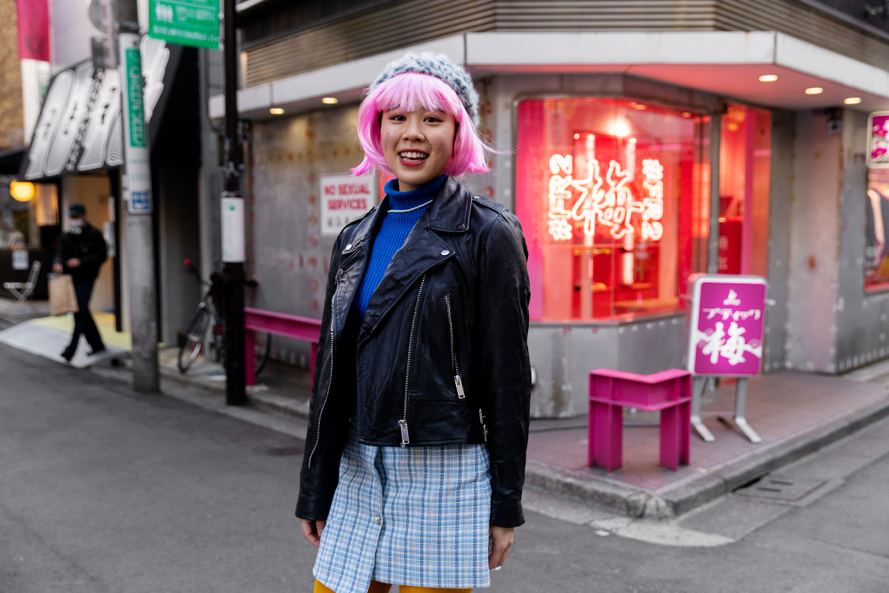 Japan fashion: a Japanese girl with a modern clothing style.