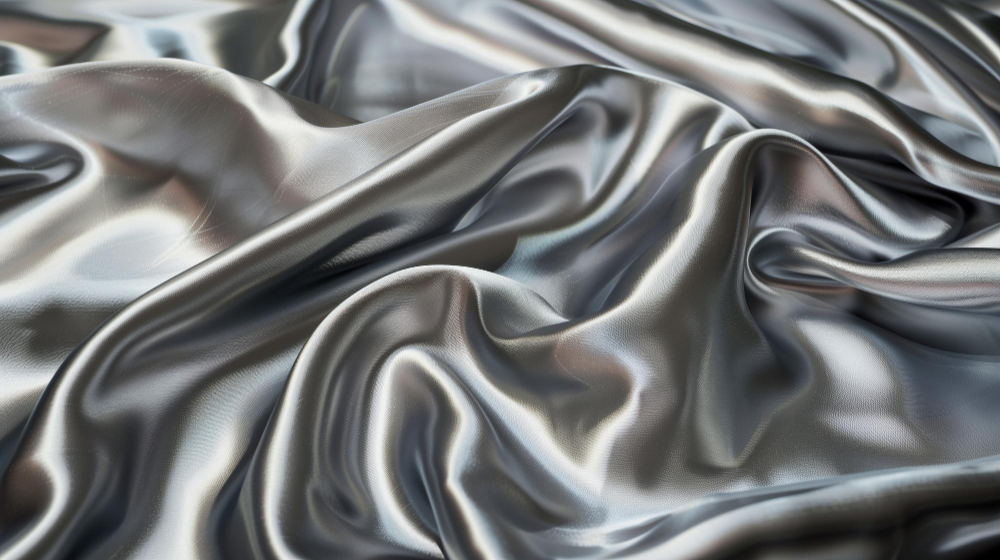 Texture design: a silver fabric with a metallic finish.
