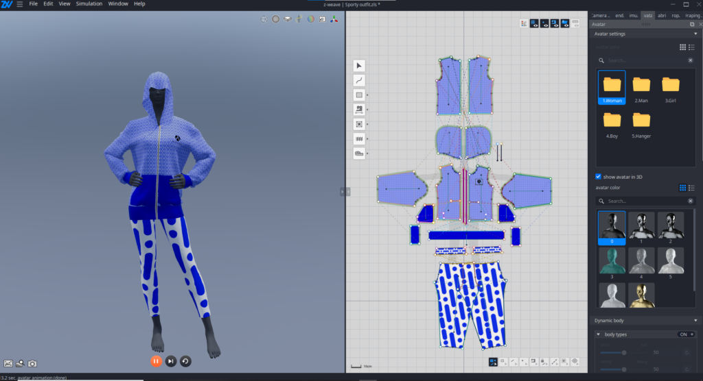 3D CAD: Audaces 3D software interface.