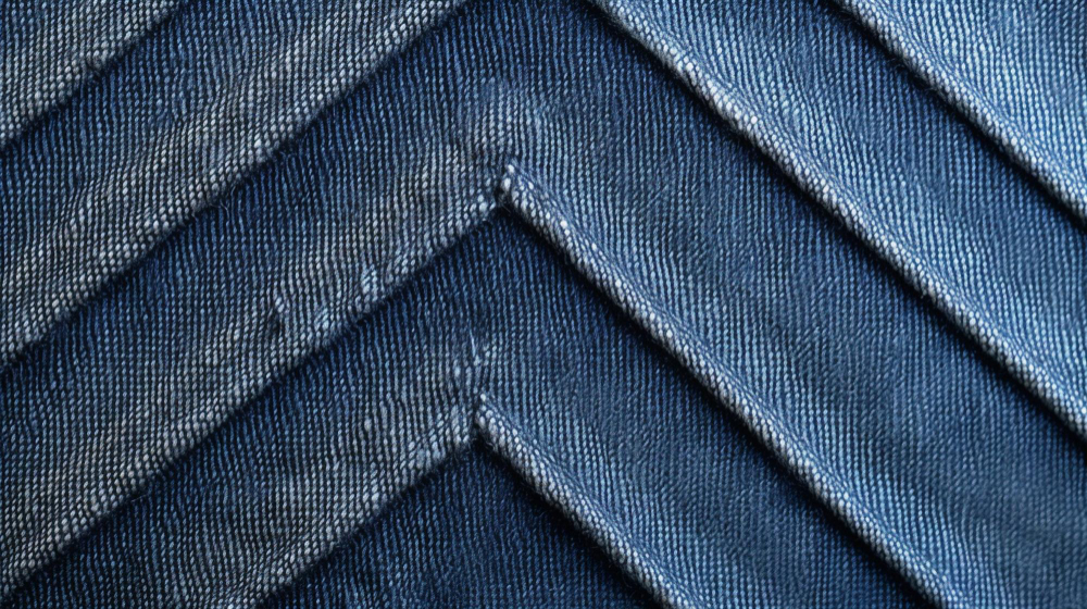 Denim furniture: a detailed piece made using geometric shapes.