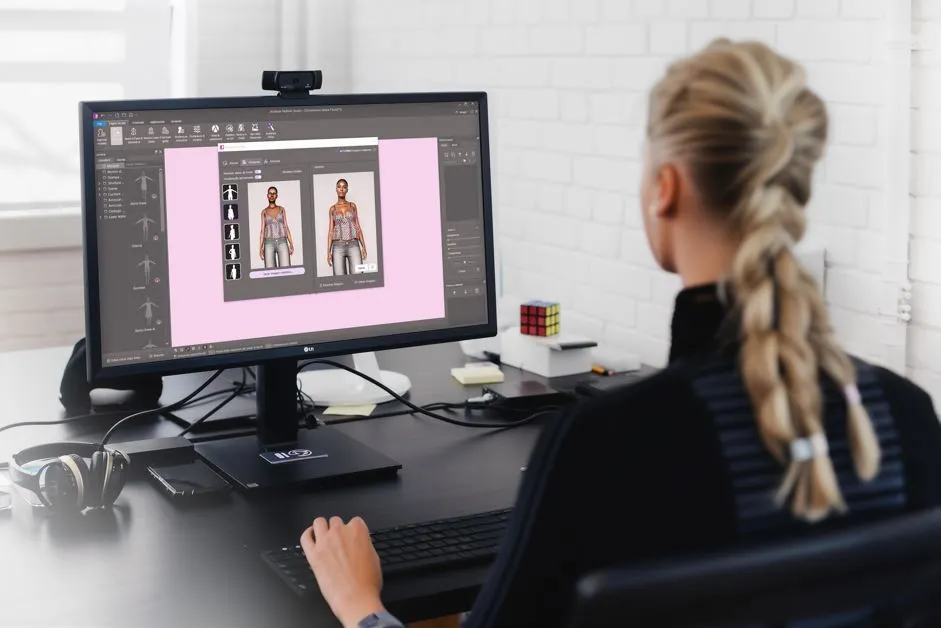 3D sketch: a fashion designer creating realistic clothing simulations.