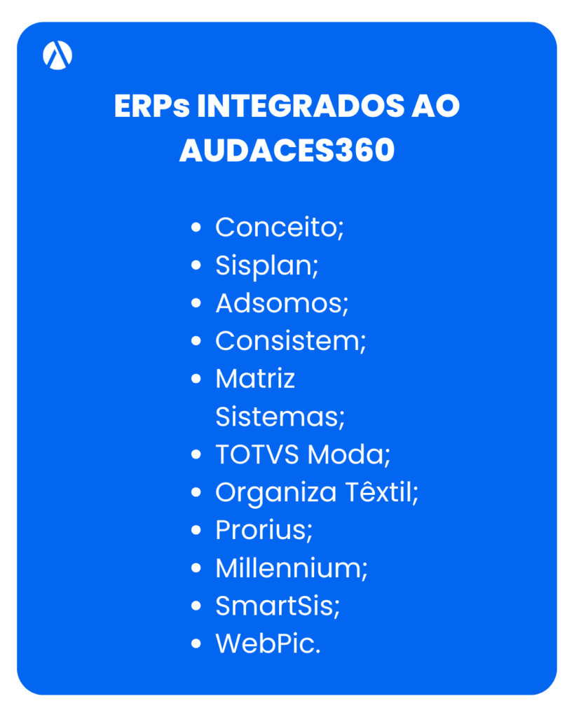 Lista de integração entre ERPs e Audaces360