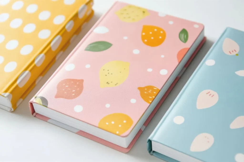 Surface design: patterned stationery items.