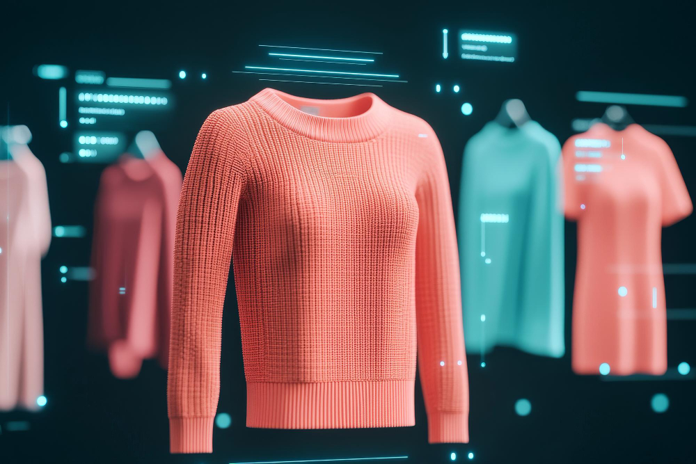 3D prototyping: Several clothing pieces in a digital environment.