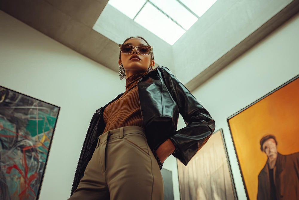 Fashion trends: a woman wearing stylish clothes.