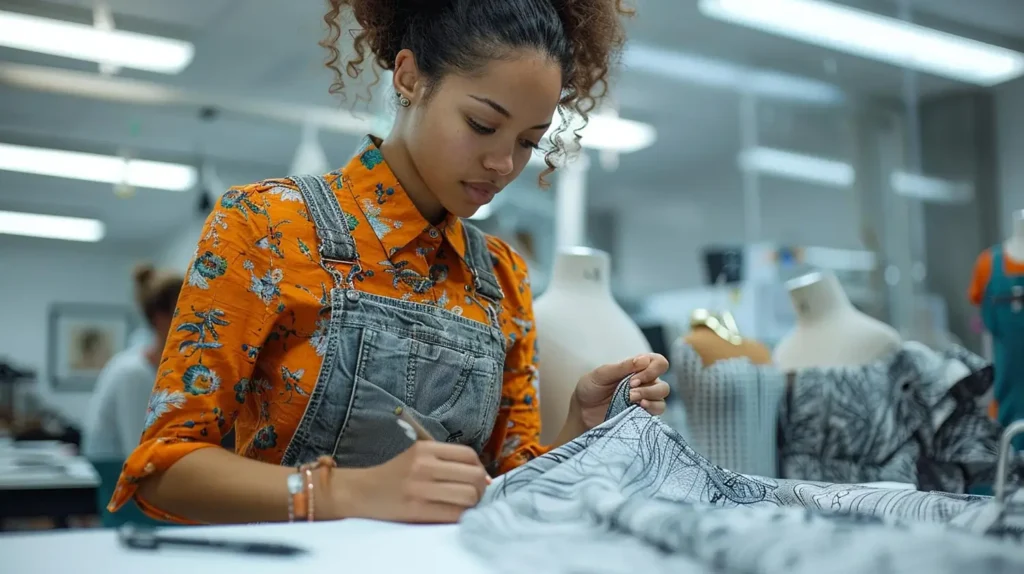 Profissional fazendo o processo produtivo de moda em uma confecção