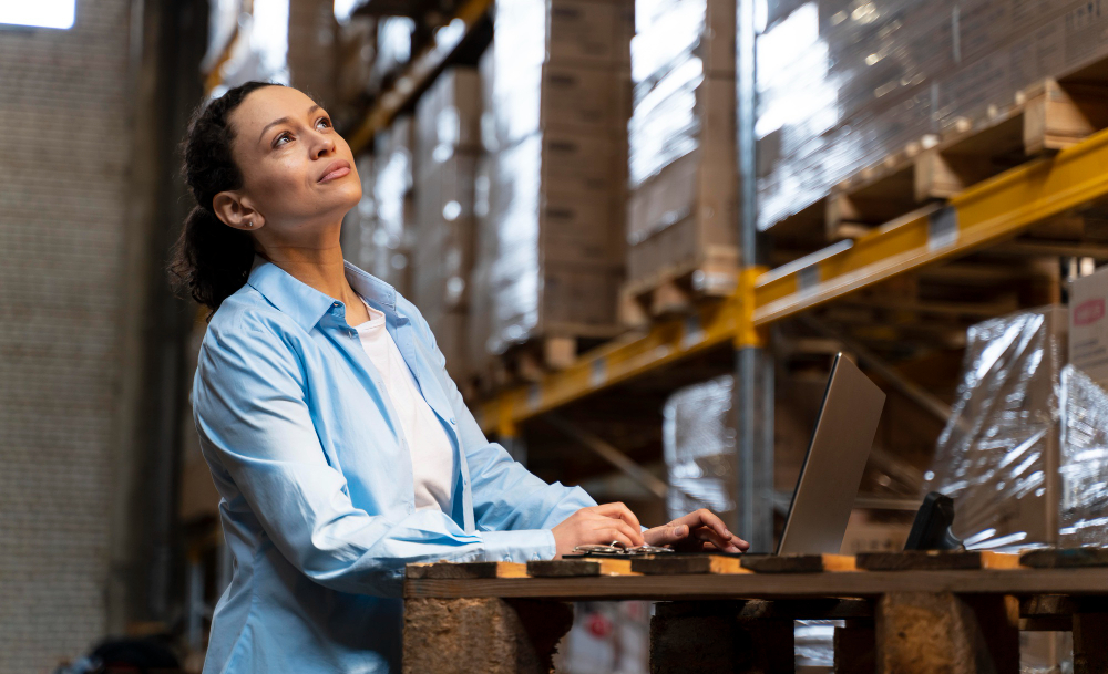 Types of automation: a professional using technology to work in logistics.