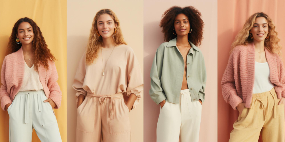 Capsule collection: Models wearing clothes in the same style.