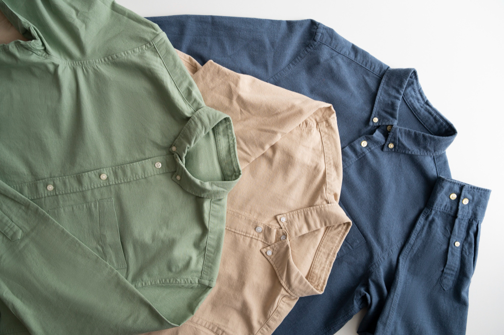 Textile quality control: 3 shirts following the same standard.