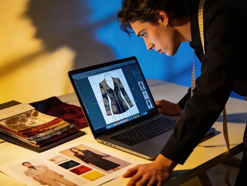 AI drawing: a fashion designer using artificial intelligence to create designs.