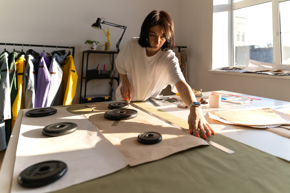 Fashion industry: a pattern maker working at a fashion company.