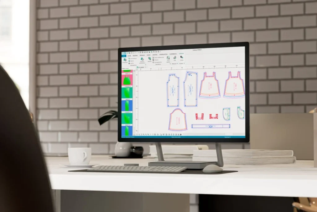 CAD software for pattern making: the interface of the Audaces pattern making system.
