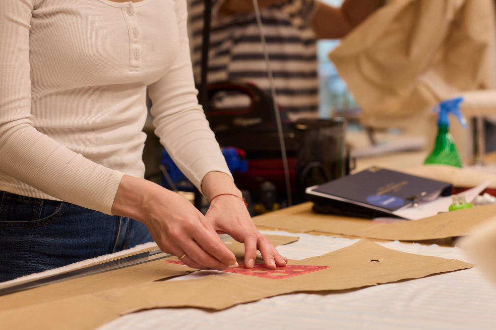 CAD software for pattern making: a professional still creating patterns manually.