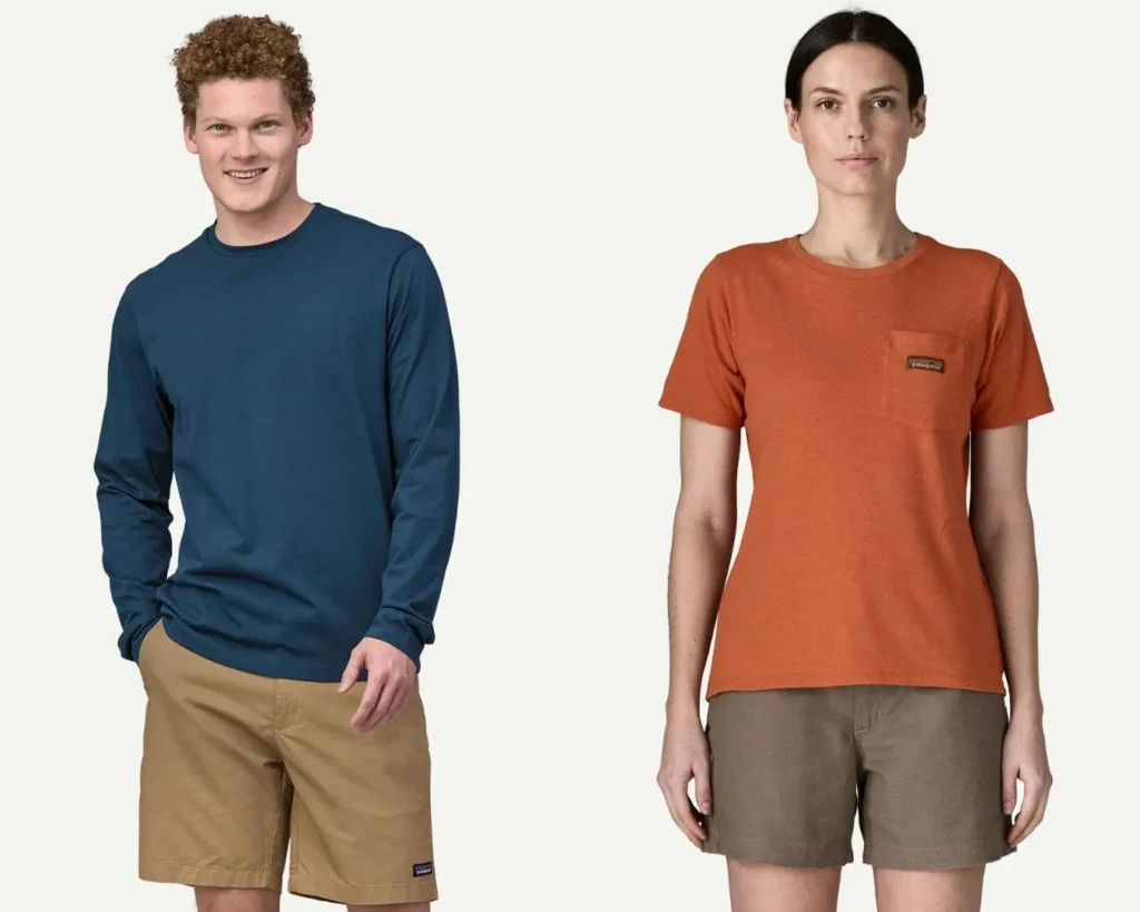 Clothing pieces from Patagonia made from hemp fabric.