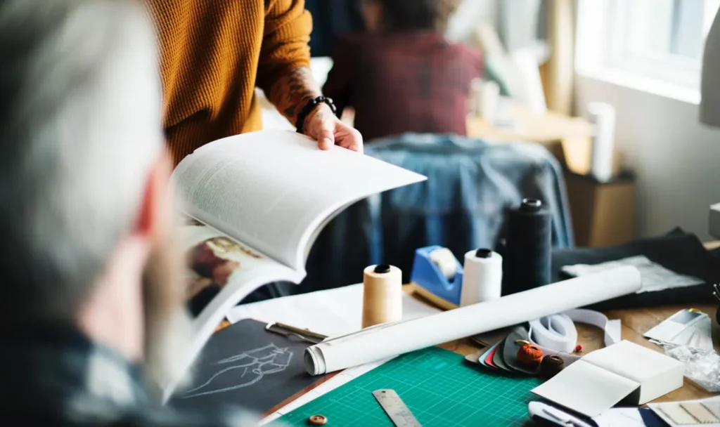 ingeniería textil: personas trabajando en un taller de prendas. 