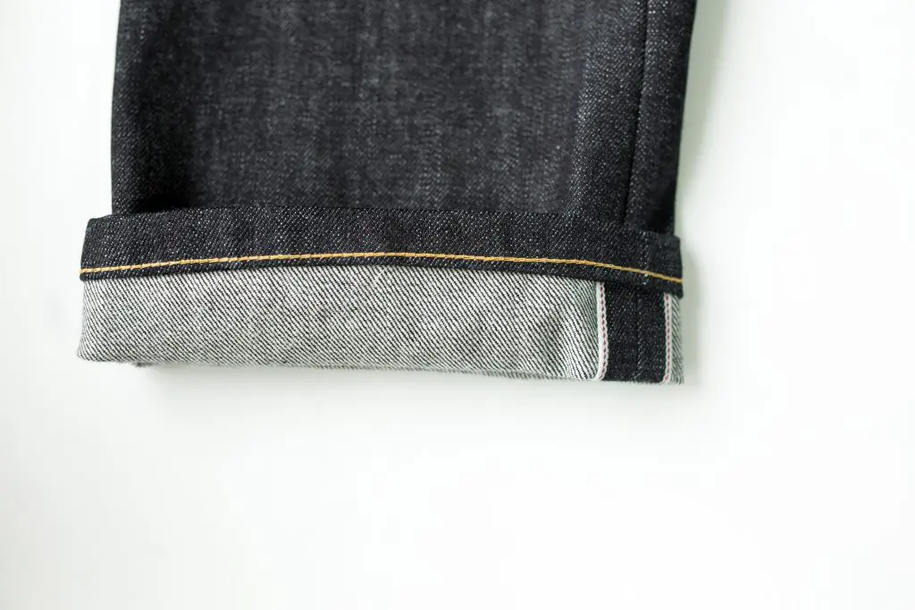 Types of hems: a simple hem on a pair of jeans.