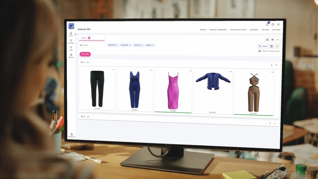 Fashion design software: a fashion PLM interface in use.