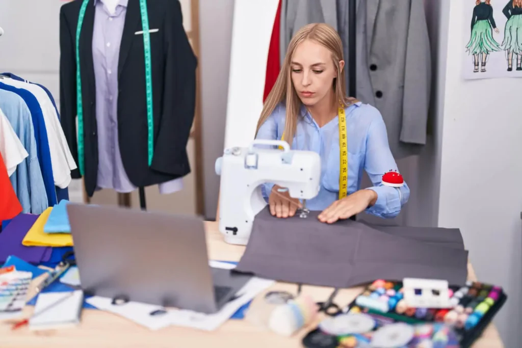 software prototipado: hombre en un taller de ropa cosiendo una ropa