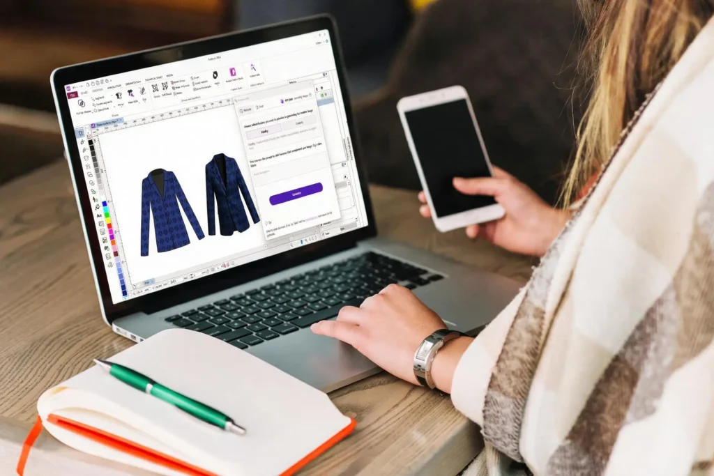 Estilista fazendo criação de roupas com IA através da Audaces Sofia no Audaces Idea